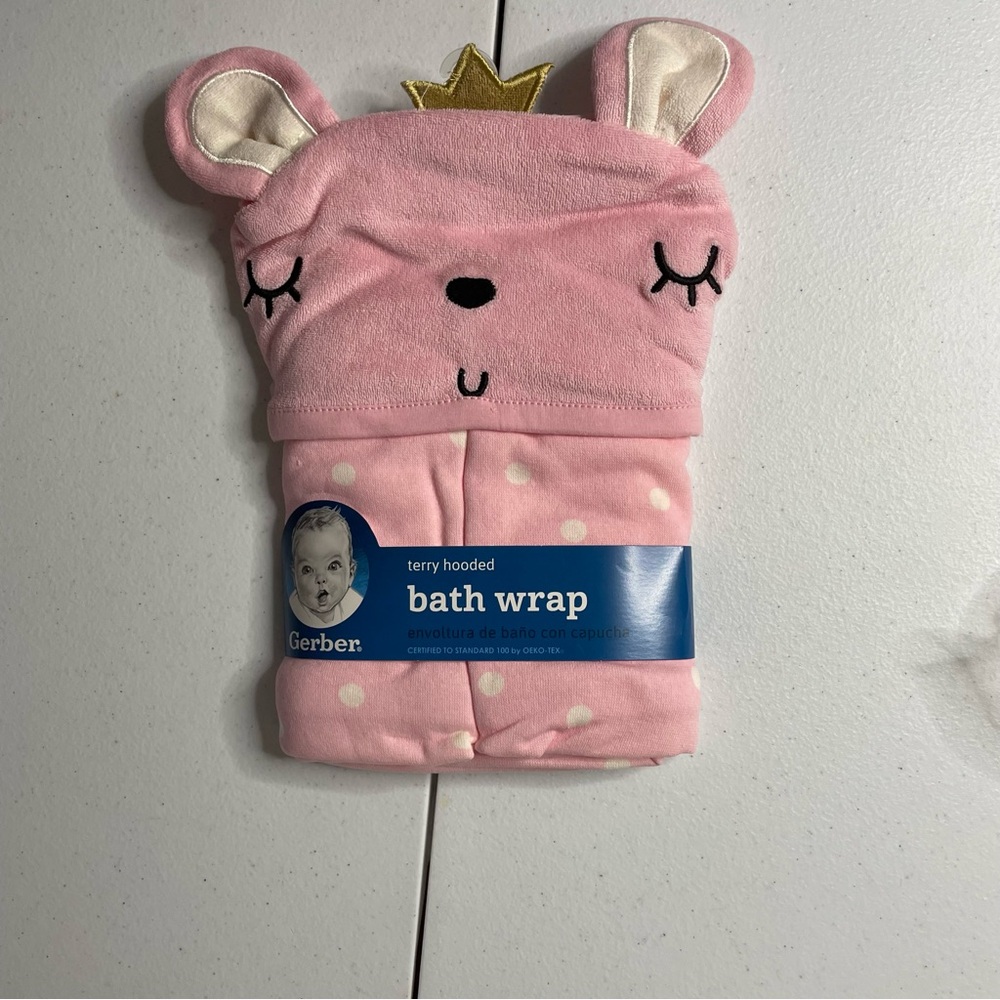Gerber Pink Terry Hooded Bath Wrap brand new